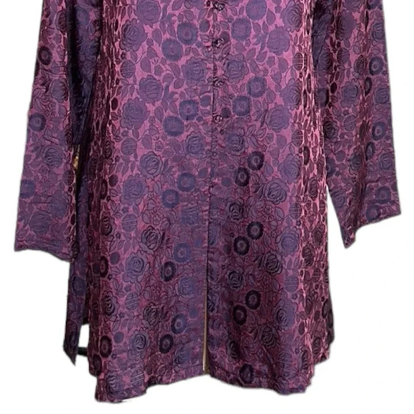 BIANCO LEVRIN Asian Inspired Tunic Topper Jacket Silk Blend Jacquard Ethereal - Picture 4 of 16